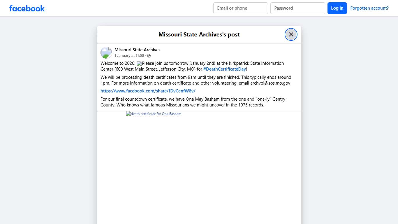 Welcome to 2026! 🥳Please join us... - Missouri State Archives Facebook